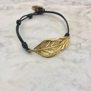 Sculpted Feather Leather Wrap Bracelet